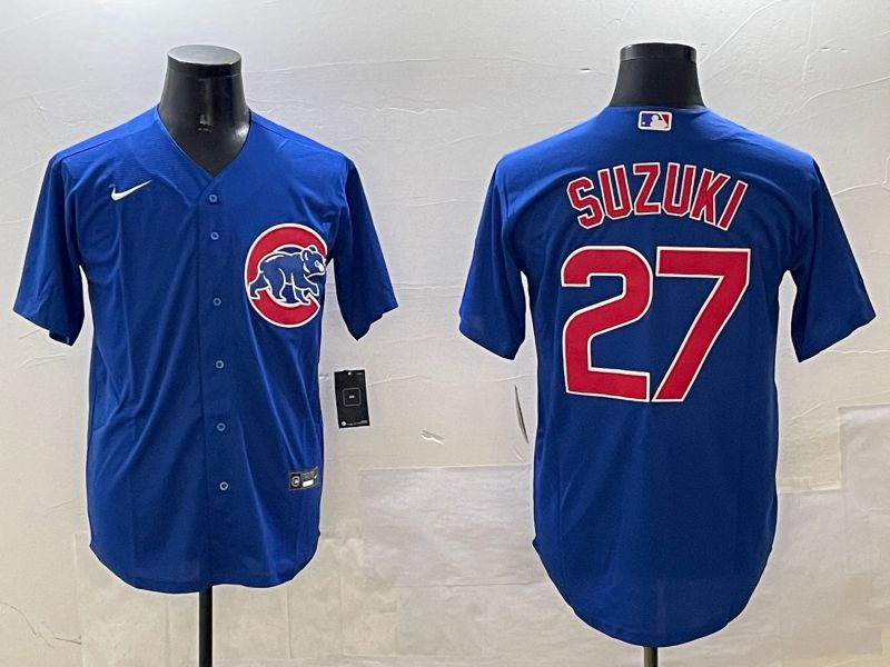 Men Chicago Cubs #27 Suzuki Blue Game 2025 Nike MLB Jersey style 1